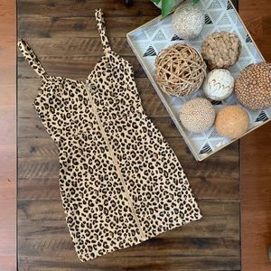 H&M Fitted Cheetah Print Zip Up Dress New 6